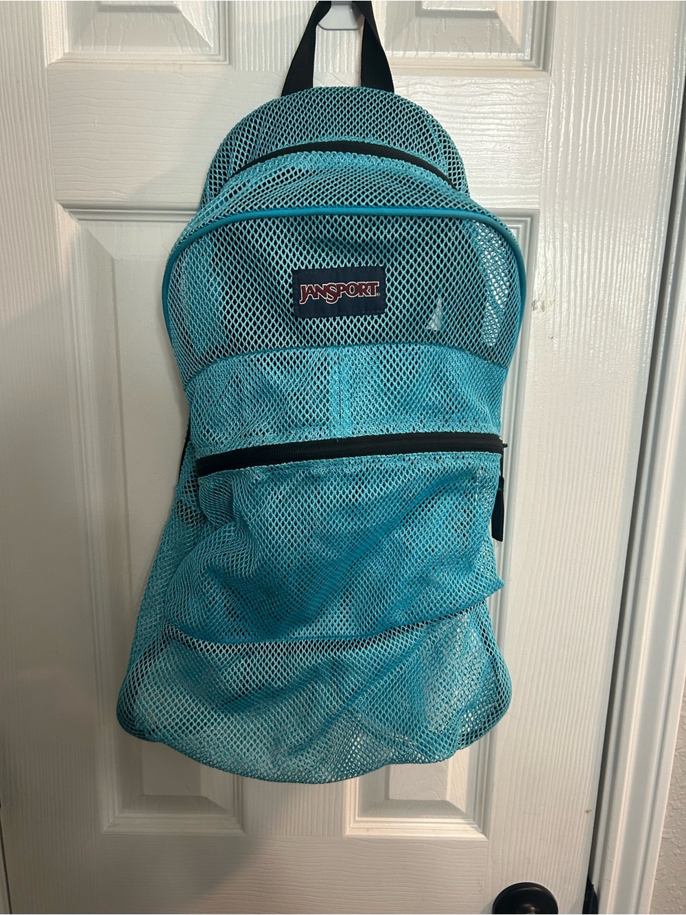 Vintage 90's JanSport Mesh Net Backpack Book Bag Pack Nap Sack Turquoise